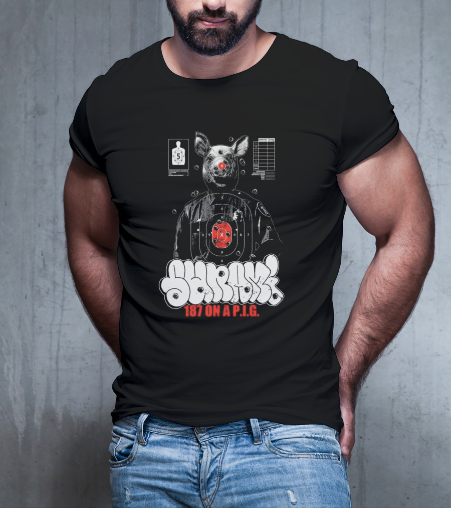 Sunami Pig 187 Target Shooting Pig Design T-Shirt