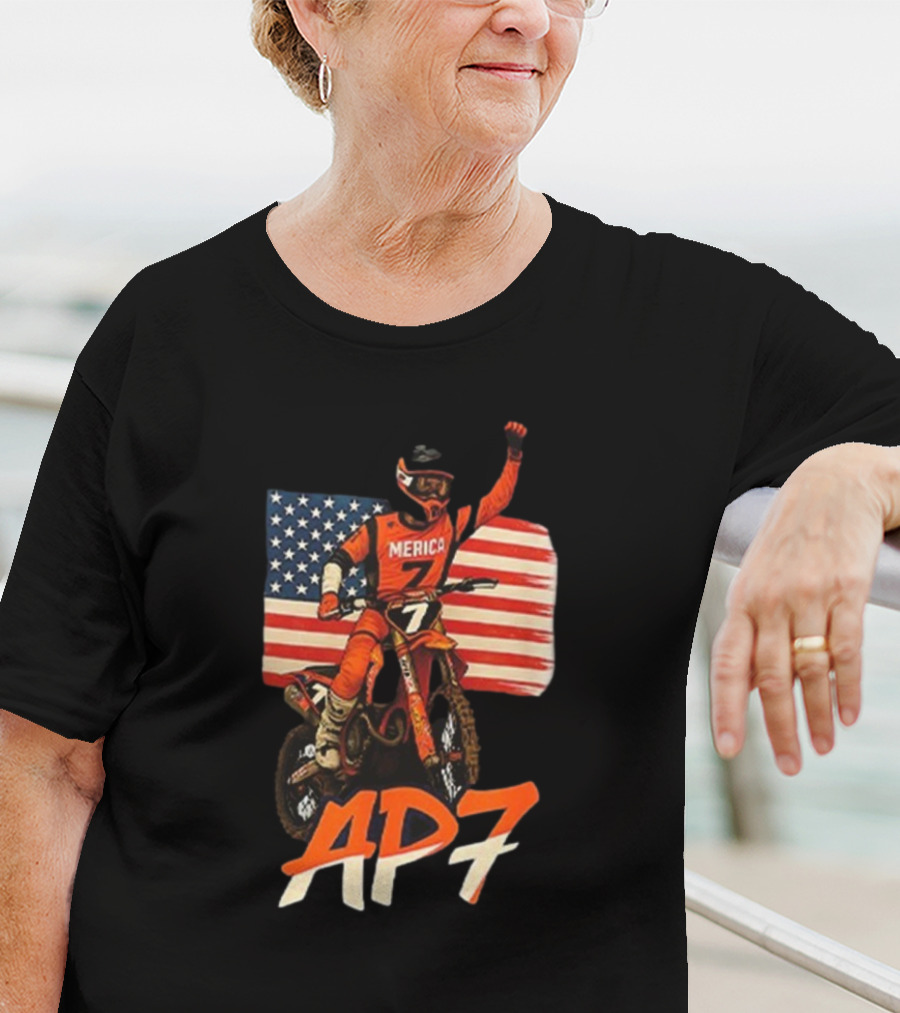 Supercross Motocross AP7 Aaron Plessinger Merica 7 USA Flag Motocross Racing T-Shirt