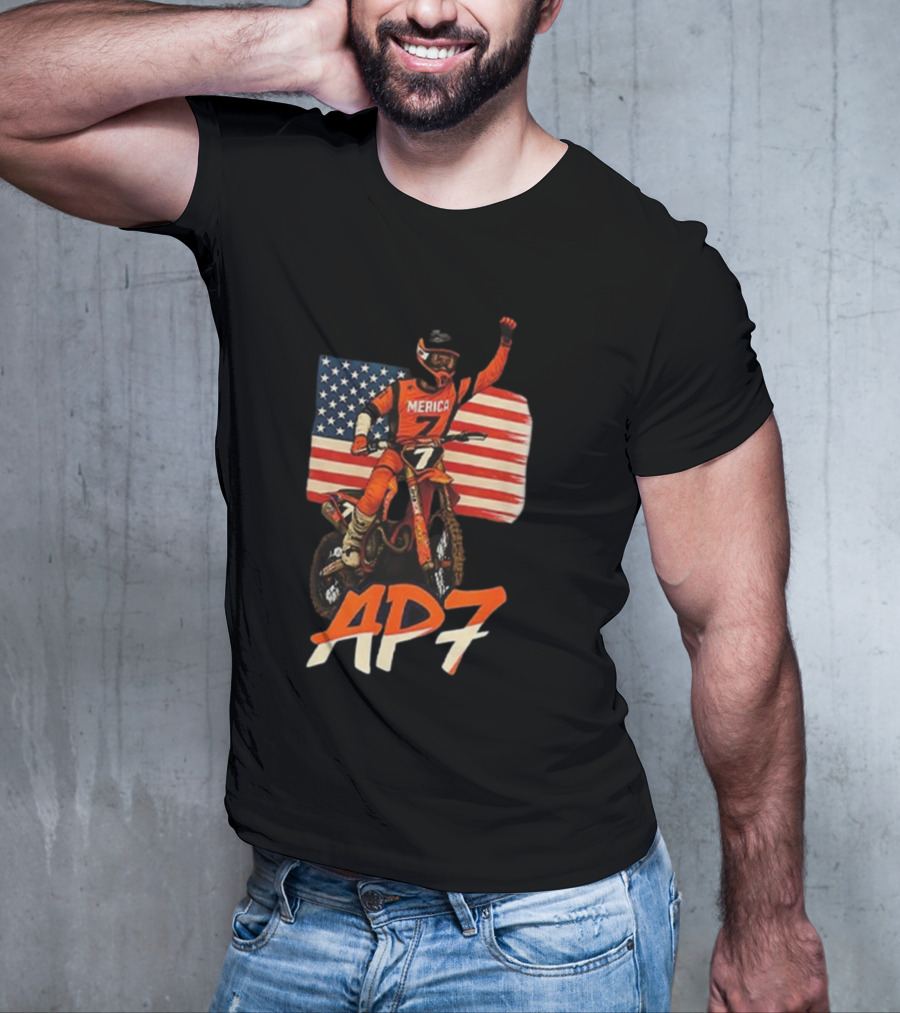 Supercross Motocross AP7 Aaron Plessinger Merica 7 USA Flag Motocross Racing T-Shirt