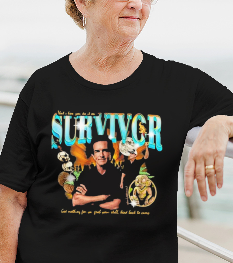 Survivor Jeff Probst Heartthrob Vintage Tiki Idol And Torches T-Shirt