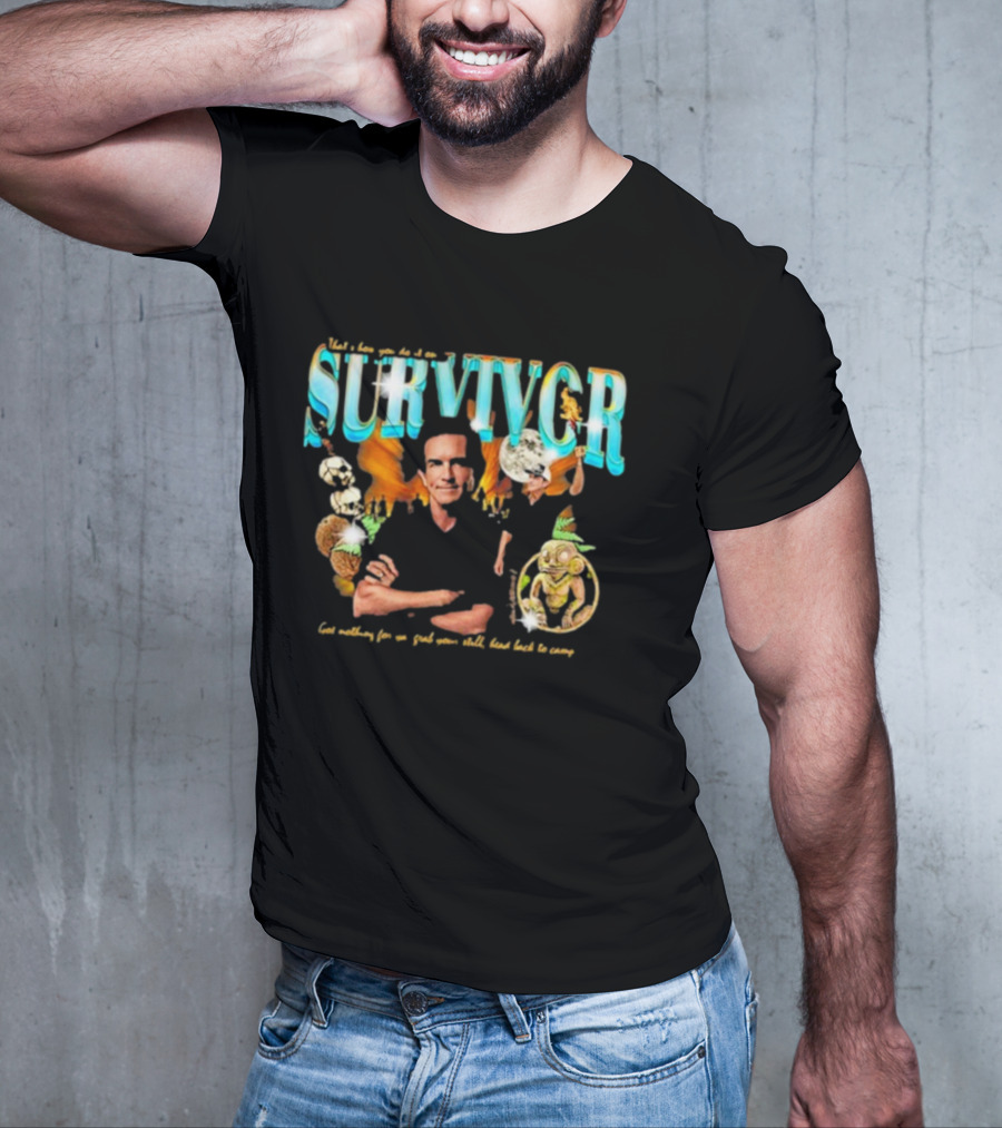 Survivor Jeff Probst Heartthrob Vintage Tiki Idol And Torches T-Shirt