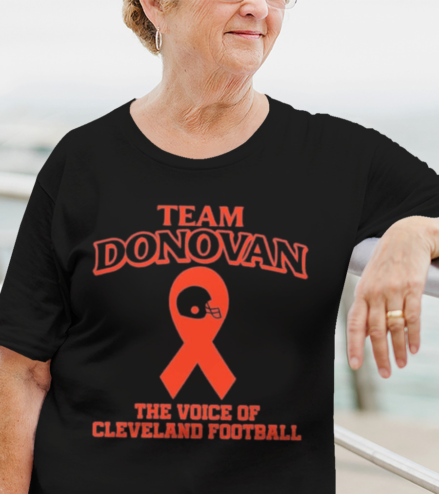 Team Donovan The Voice Of Cleveland Football Helmet Ribbon T-Shirt