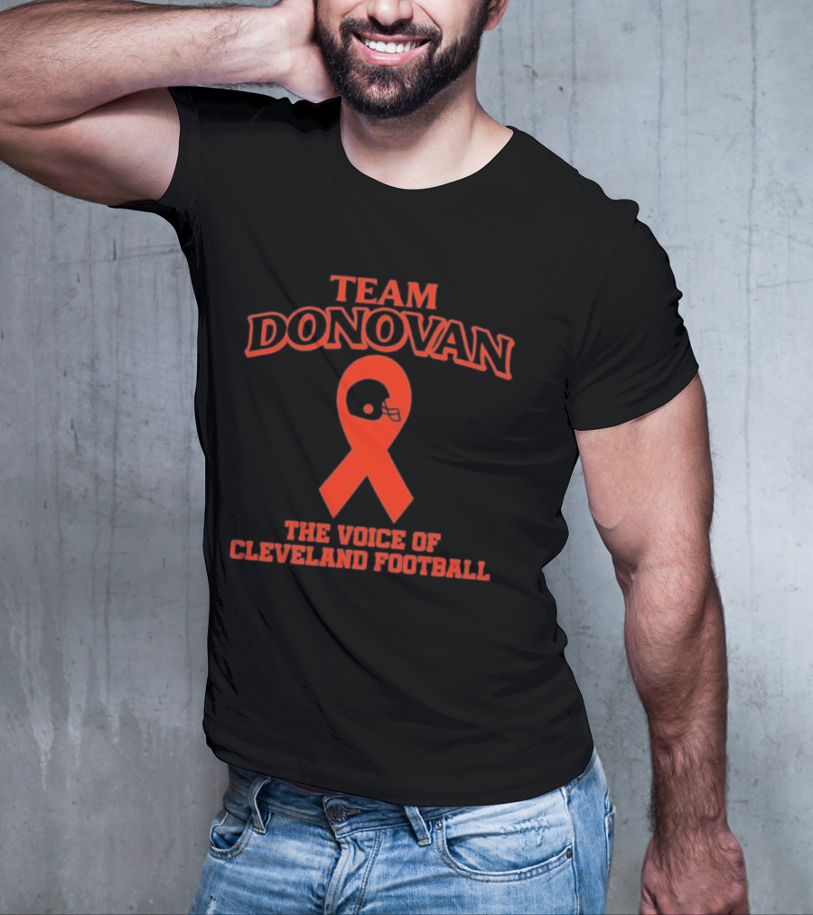 Team Donovan The Voice Of Cleveland Football Helmet Ribbon T-Shirt