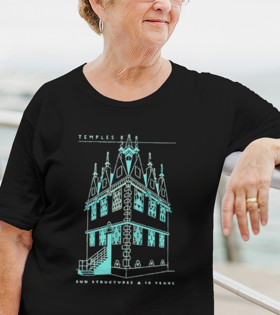 Temple Sun Structure Blueprint Isometric 2025 T-Shirt