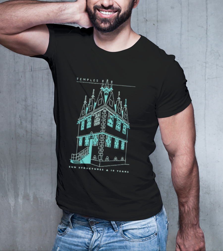Temple Sun Structure Blueprint Isometric 2025 T-Shirt