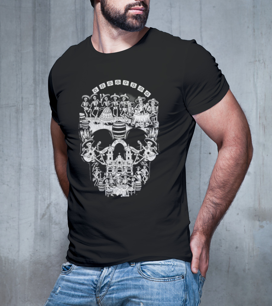 Tequilera Skull Calavera Distinctive Skeleton Motif T-Shirt