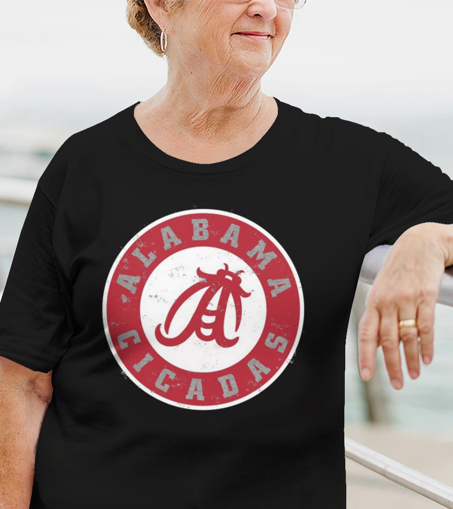 Alabama Cicadas Team Red Emblem With Stylized Bug T-Shirt