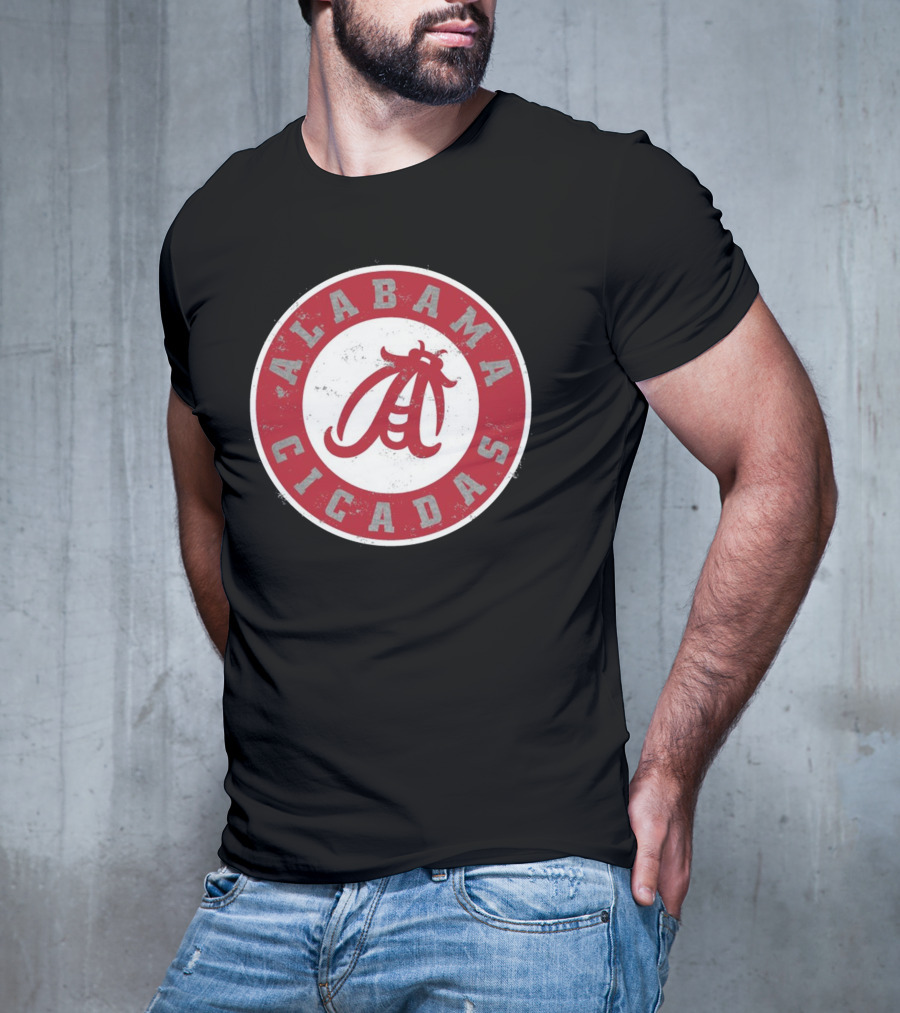Alabama Cicadas Team Red Emblem With Stylized Bug T-Shirt