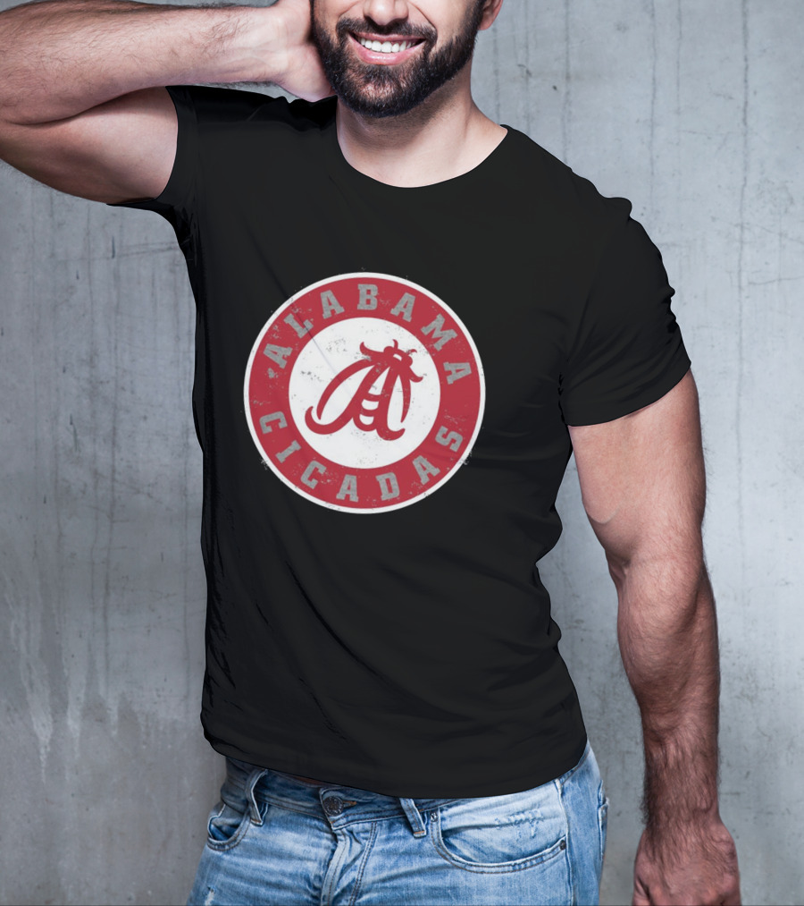 Alabama Cicadas Team Red Emblem With Stylized Bug T-Shirt