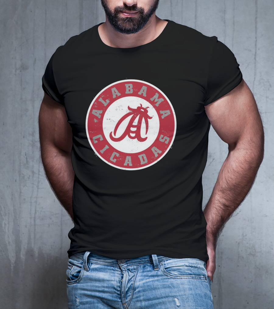 Alabama Cicadas Team Red Emblem With Stylized Bug T-Shirt