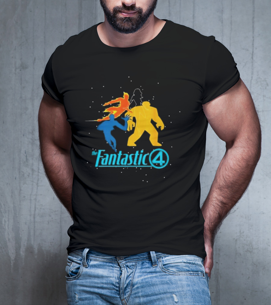Fantastic Four Team Explosive Silhouette Action T-Shirt