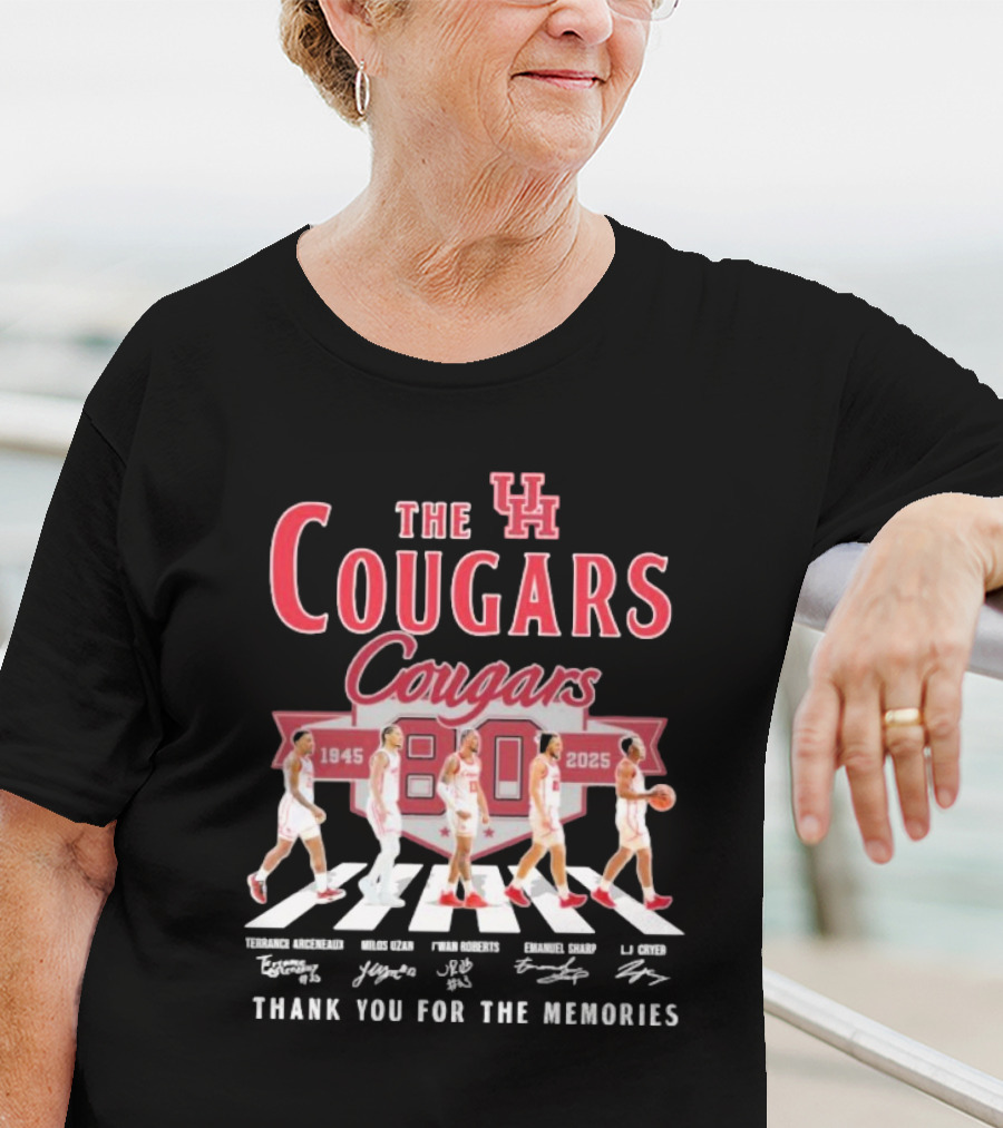 The Houston Cougars 80 Years 1945-2025 Thank You For The Memories Abbey Road Style T-Shirt