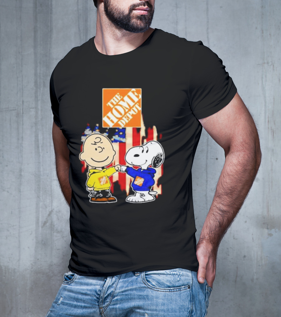 The Home Depot Charlie Brown Snoopy American Flag T-Shirt
