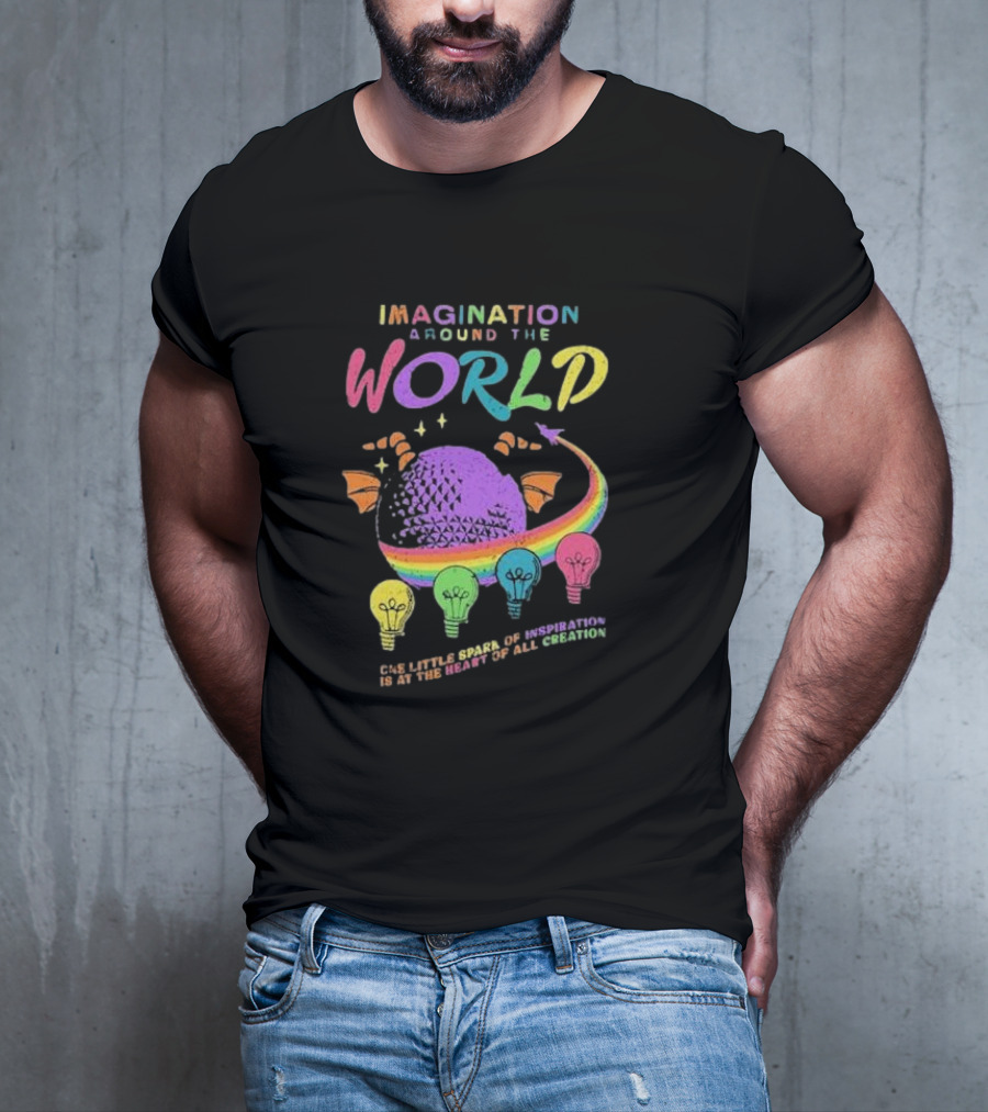 Imagination Around The World Featuring Spaceship Earth And Colorful Light Bulbs T-Shirt