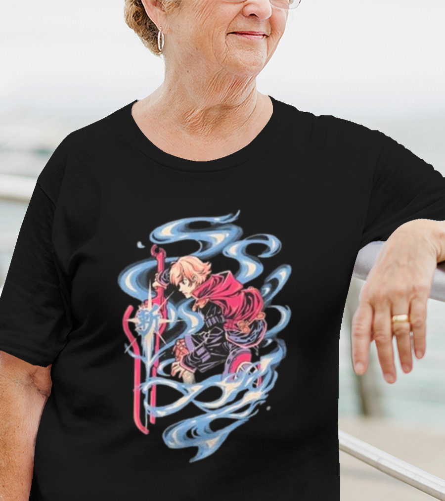 The Yetee Ether Blade Character With Energy Sword And Flowing Elements T-Shirt