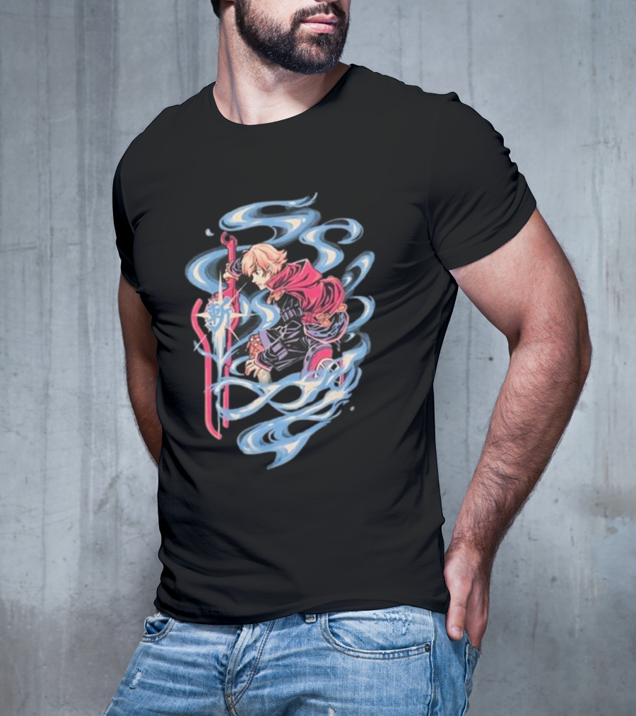 The Yetee Ether Blade Character With Energy Sword And Flowing Elements T-Shirt
