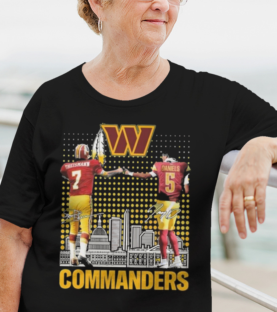 Commanders Theismann Daniels Football Signatures T-Shirt