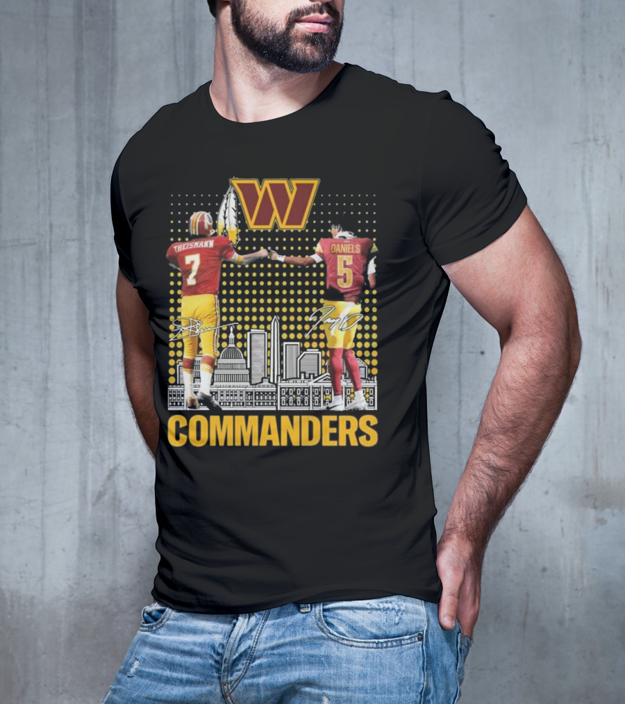 Commanders Theismann Daniels Football Signatures T-Shirt