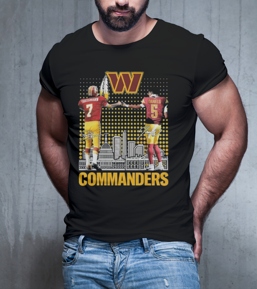 Commanders Theismann Daniels Football Signatures T-Shirt