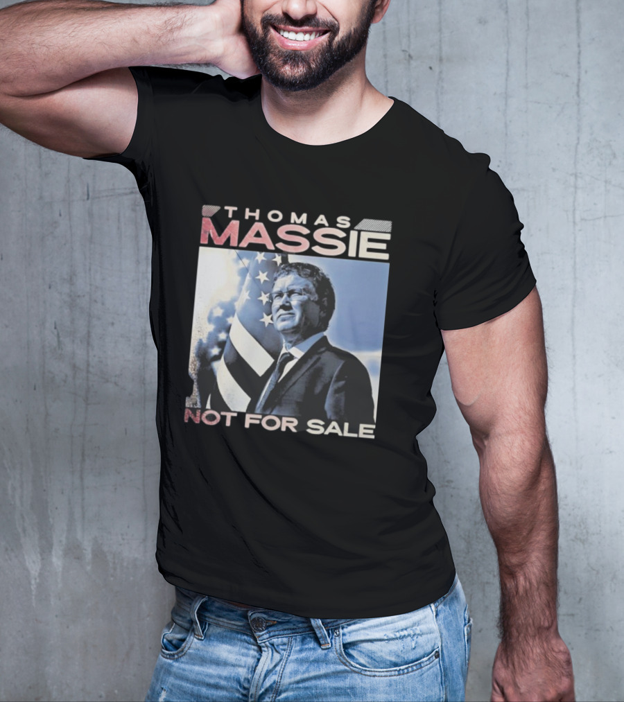 Thomas Massie Not For Sale American Flag Portrait T-Shirt