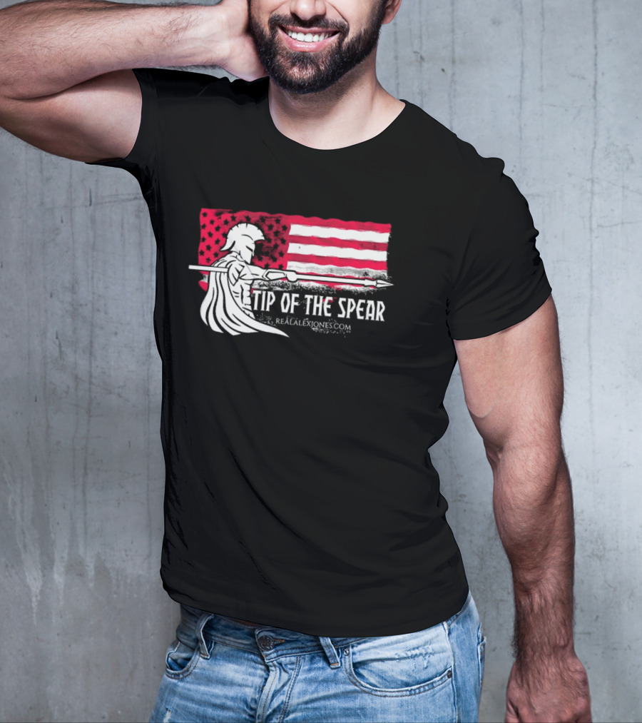 Tip Of The Spear Spartans American Flag RealAlexJones.com T-Shirt