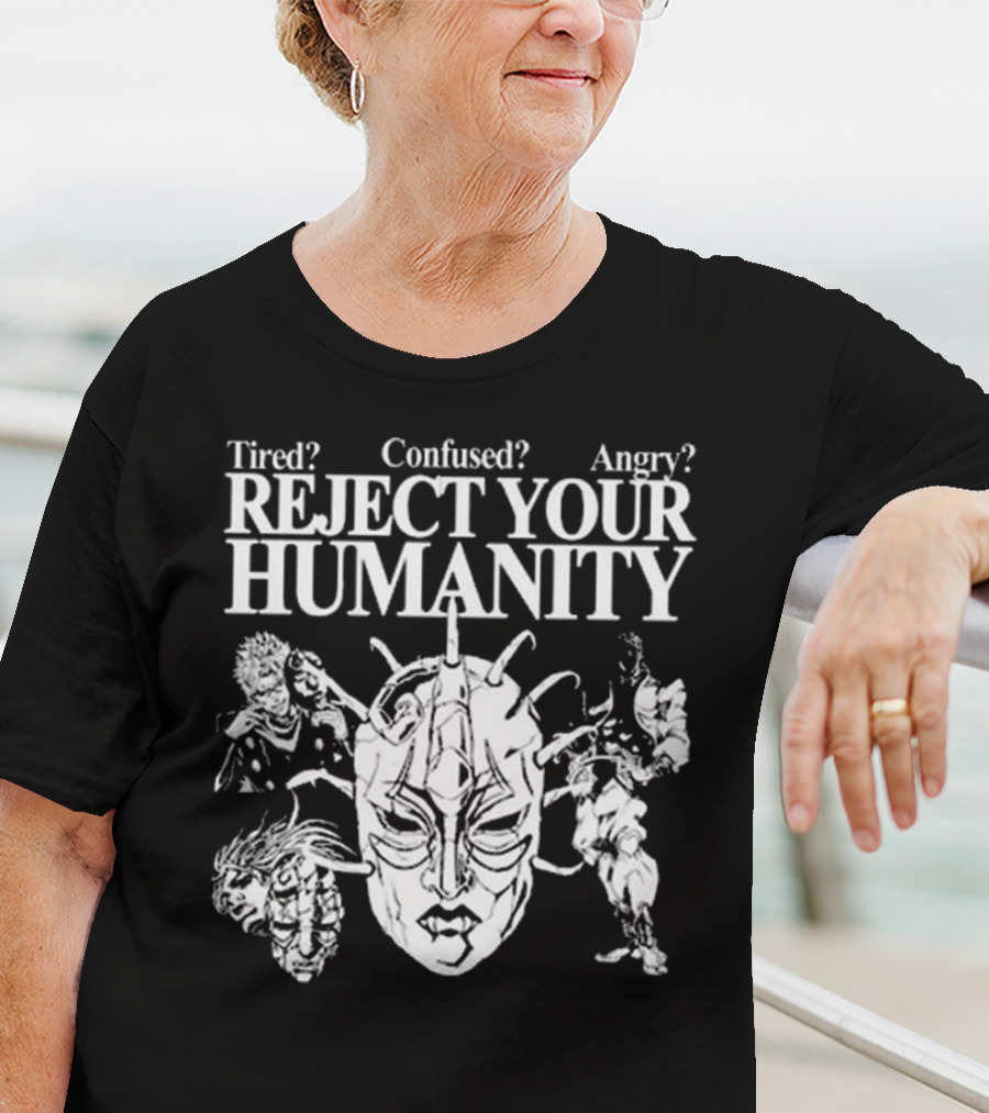 Tired Confused Angry Reject Your Humanity Masked Figures T-Shirt