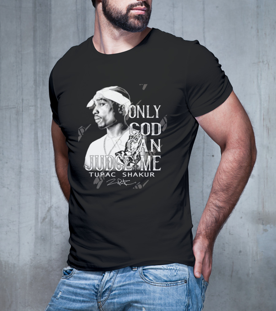 Tupac Shakur Only God Can Judge Me Signature Bandana Tribute T-Shirt