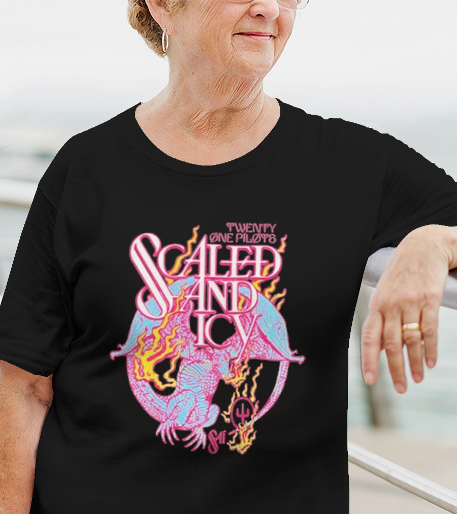Twenty One Pilots Scaled And Icy Dragon Flame Artwork T-Shirt