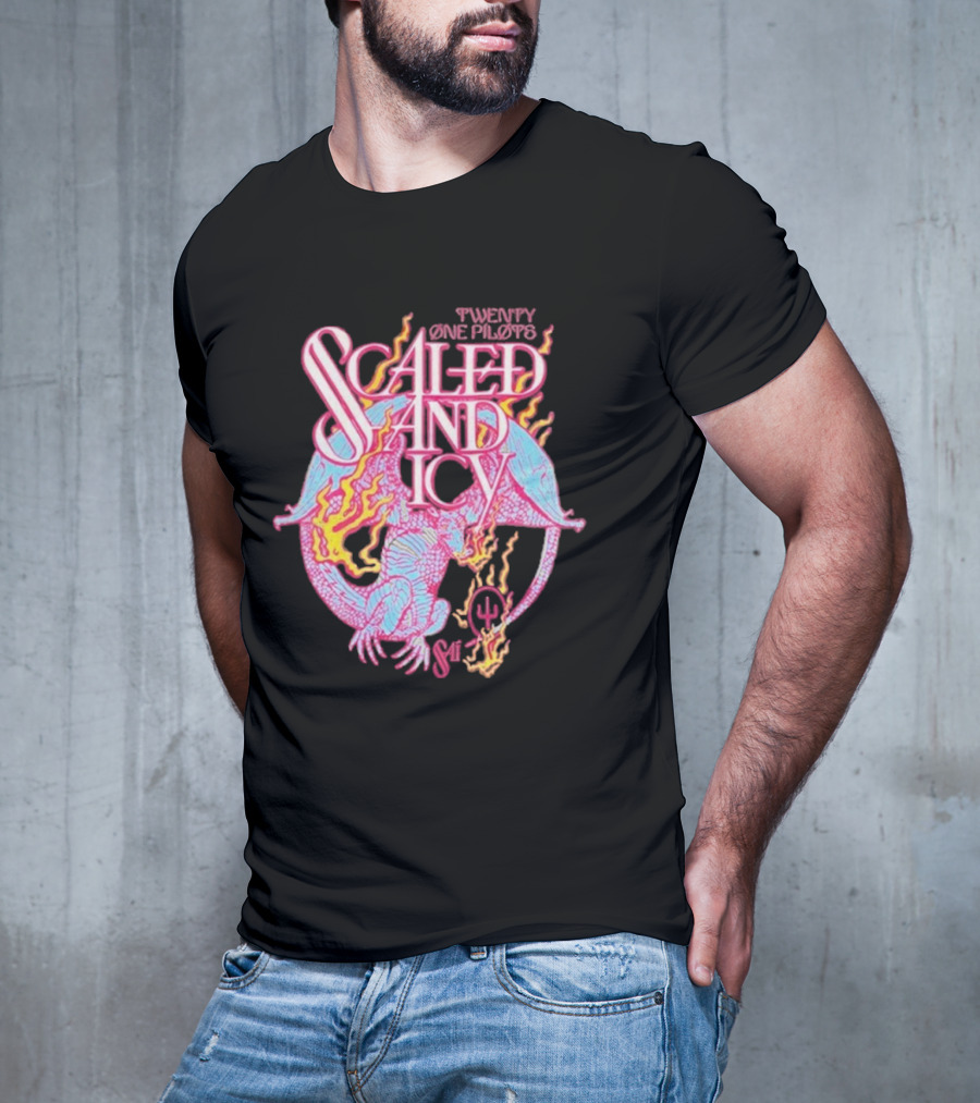 Twenty One Pilots Scaled And Icy Dragon Flame Artwork T-Shirt