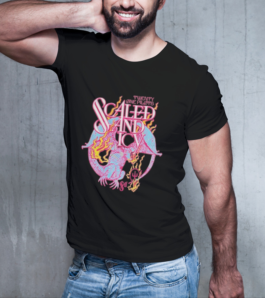 Twenty One Pilots Scaled And Icy Dragon Flame Artwork T-Shirt