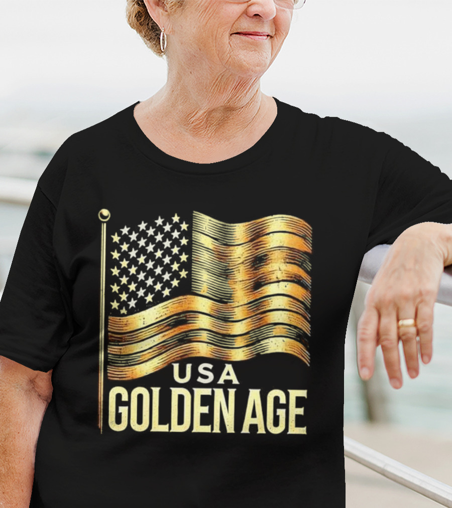 USA Golden Age Golden American Flag T-Shirt
