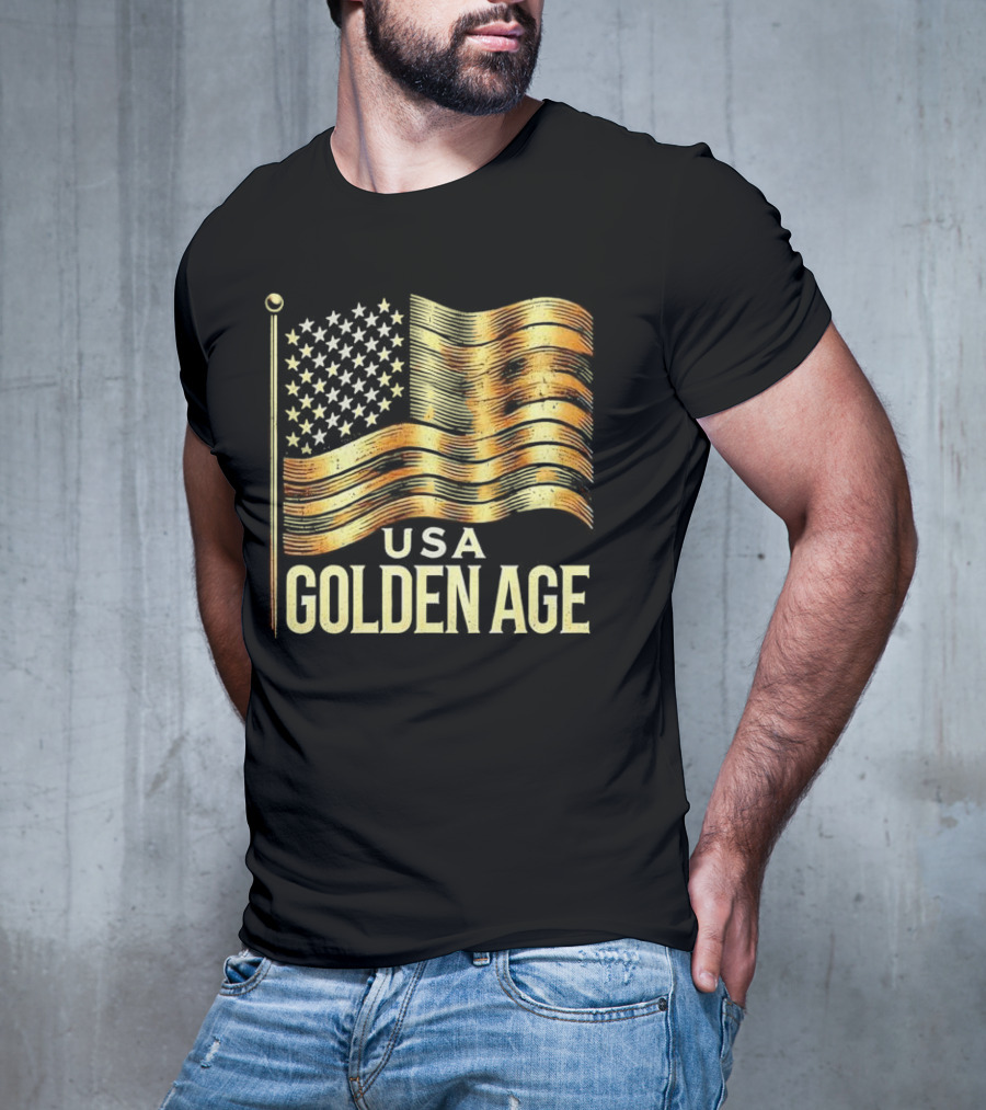 USA Golden Age Golden American Flag T-Shirt
