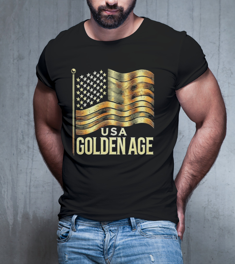 USA Golden Age Golden American Flag T-Shirt