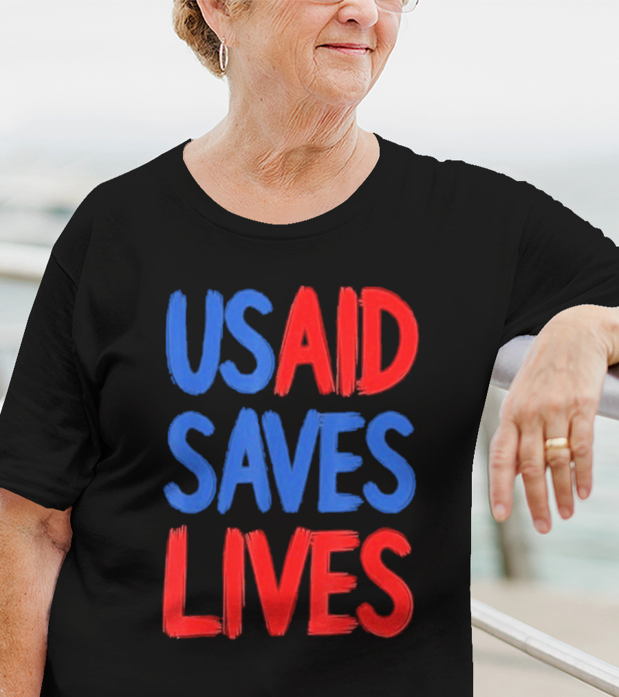 USAID Saves Lives Red And Blue Text T-Shirt