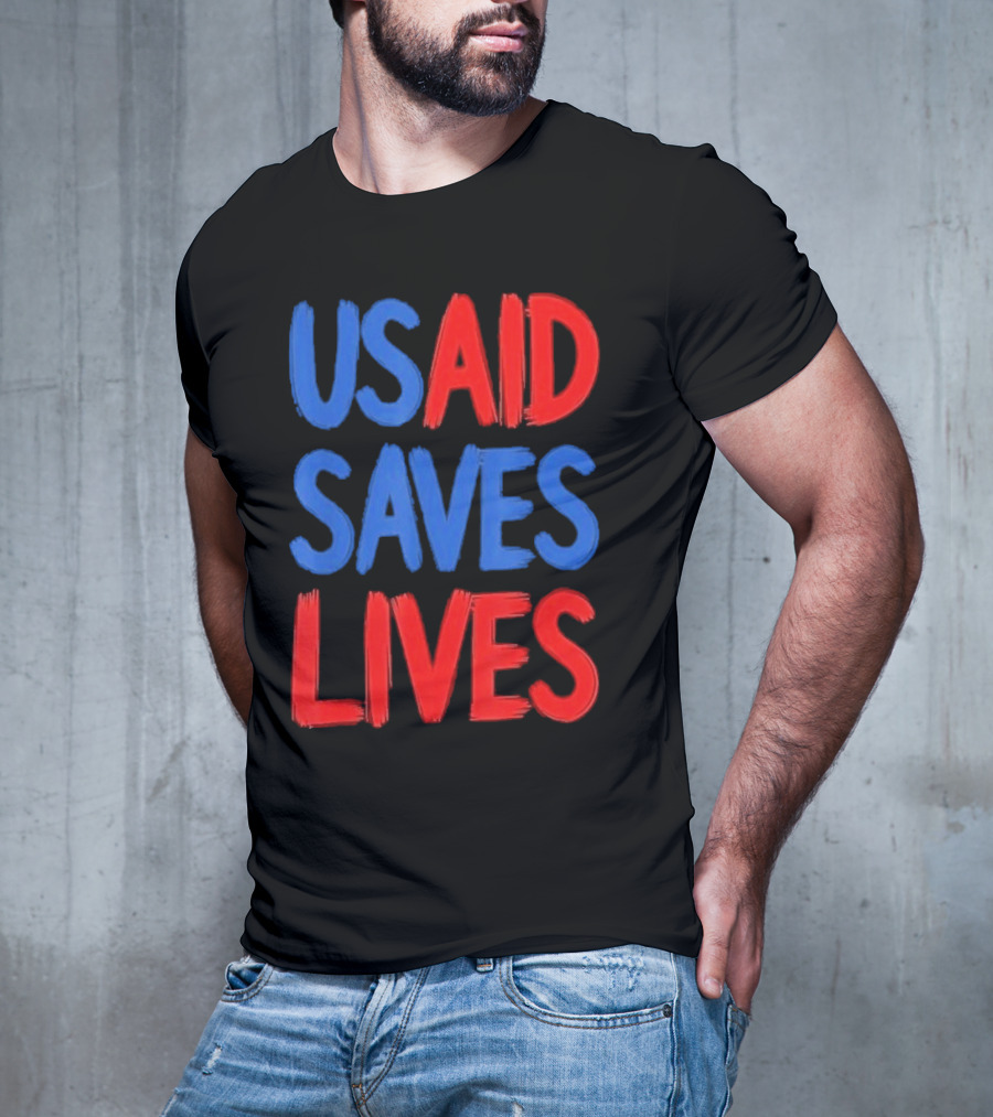 USAID Saves Lives Red And Blue Text T-Shirt
