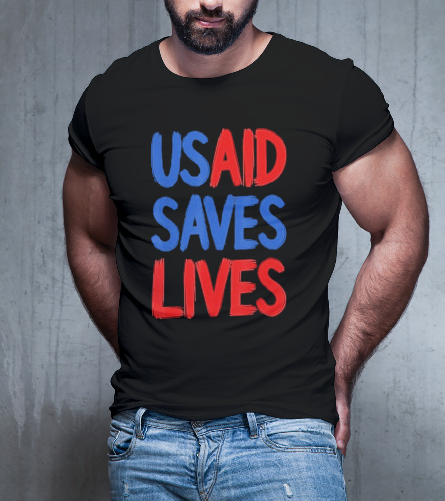 USAID Saves Lives Red And Blue Text T-Shirt