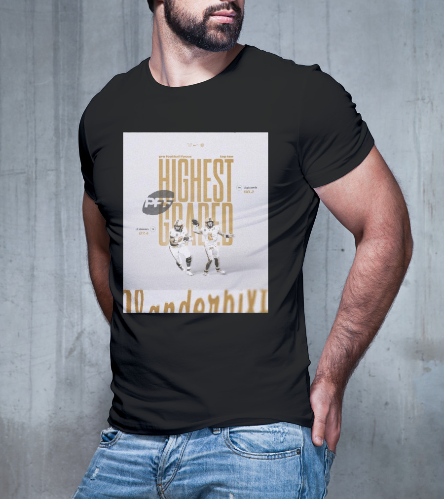 Vanderbilt PFF Top Ten Highest Graded Eli Stowers Diego Pavia T-Shirt