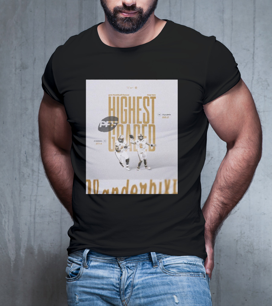 Vanderbilt PFF Top Ten Highest Graded Eli Stowers Diego Pavia T-Shirt