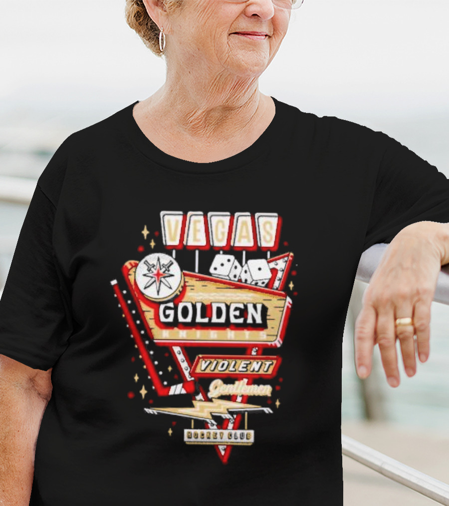Vegas Golden Knights Violent Gentlemen Hockey Club Playing Card Style T-Shirt