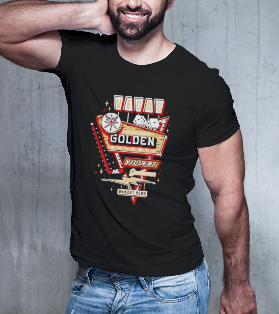 Vegas Golden Knights Violent Gentlemen Hockey Club Playing Card Style T-Shirt