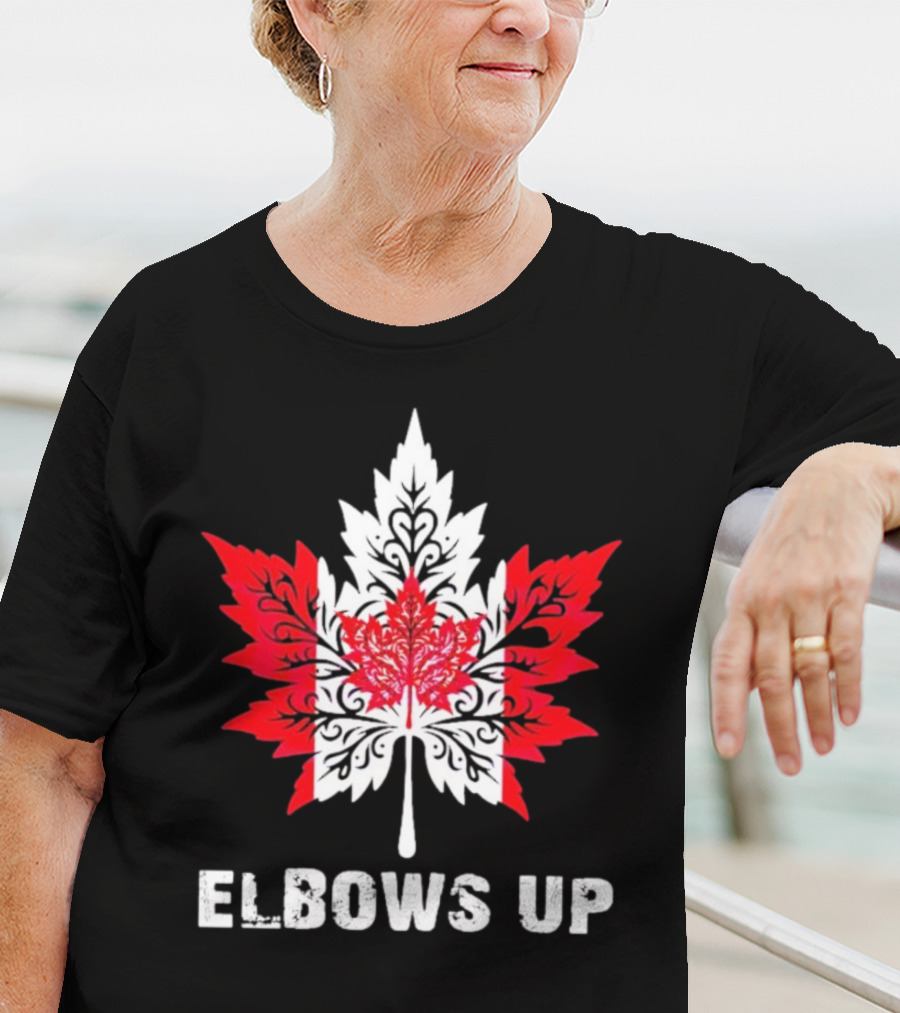 Elbows Up Canada Maple Leaf True North Strong Vintage T-Shirt