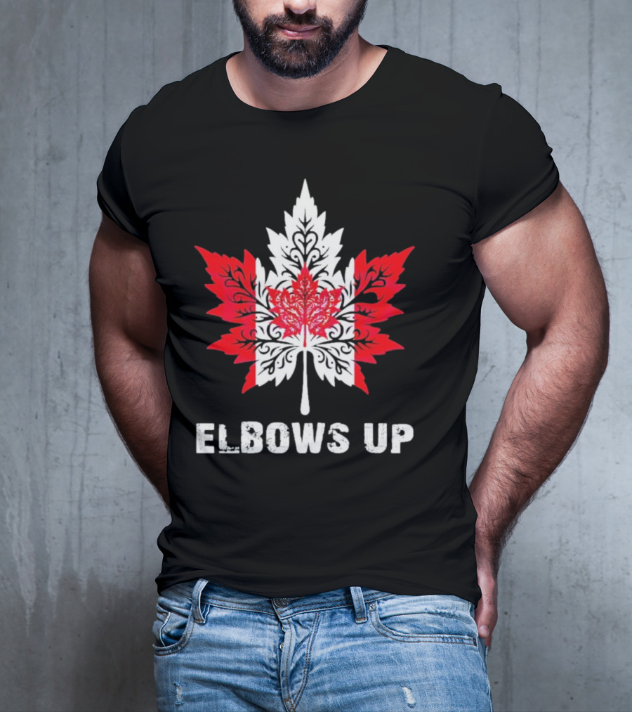 Elbows Up Canada Maple Leaf True North Strong Vintage T-Shirt