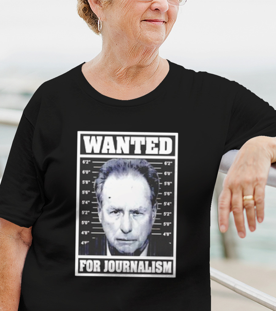 Wanted Satire For Journalism With Shot Image T-Shirt