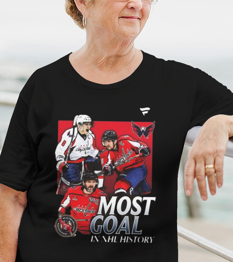 Washington Capitals Alexander Ovechkin Most Goals In NHL History Evolution 8 T-Shirt
