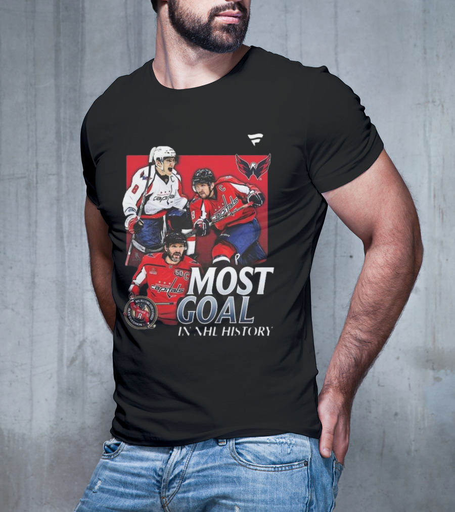 Washington Capitals Alexander Ovechkin Most Goals In NHL History Evolution 8 T-Shirt
