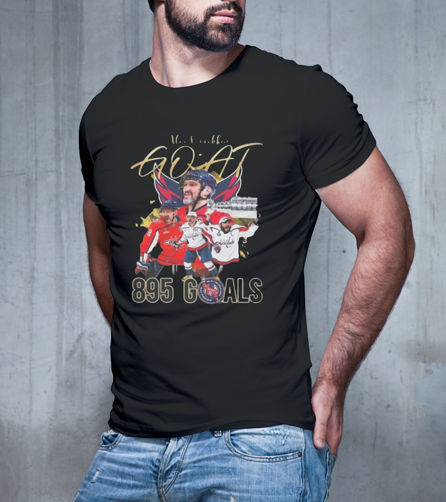Washington Capitals NHL Alex Ovechkin GOAT 895 Goals Signature Collection T-Shirt