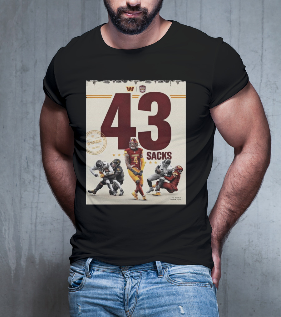 Washington Commanders 43 Sacks Chunky Sacks Hunger Program T-Shirt