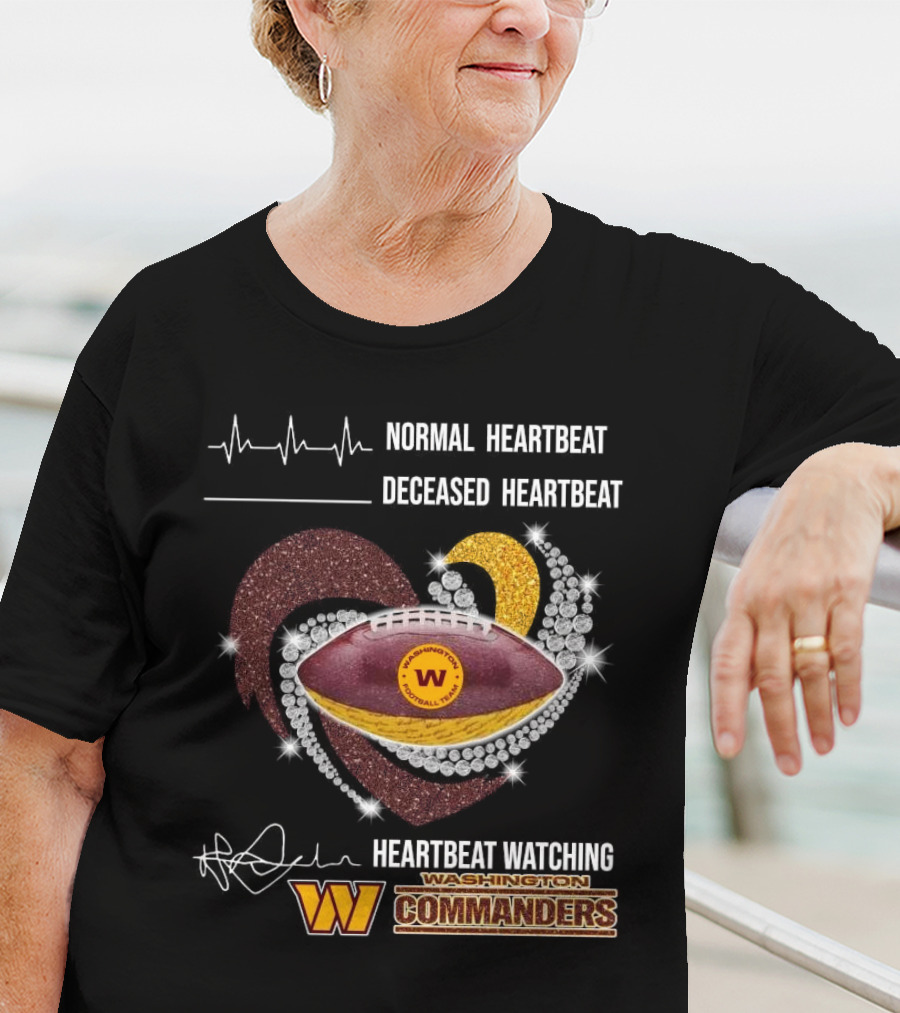 Washington Commanders Faster Heartbeat When Ing Football Diamond Heart T-Shirt