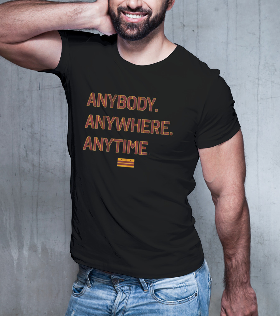 Washington Football Anybody Anywhere Anytime Burgundy Gold Stripes Stars T-Shirt