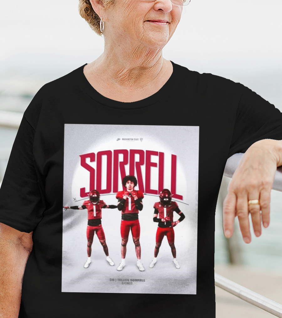 Washington State Cougars Sorrell DB Trillion Signed Football Palouse T-Shirt